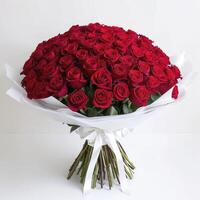 AI generated A captivating bouquet featuring 52 red roses photo