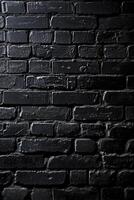 AI generated black brick wall, dark background for design photo