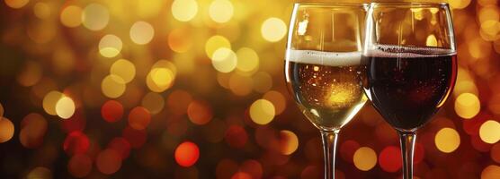 AI generated Two glasses of wine on bokeh background photo