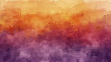 AI generated abstract watercolor background sunset sky orange purple photo