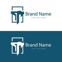 Design initials alphabet letter t logo simple product brand template vector