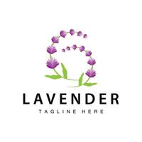 Lavender logo simple design vector cosmetic plant purple color and aromatherapy lavender flower garden template