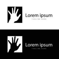 Simple hand and fingers vector design minimalist black silhouette product brand hand logo template