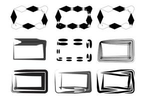 Abstract rectangle border set with different line isolated on white background. Elements design set. vector