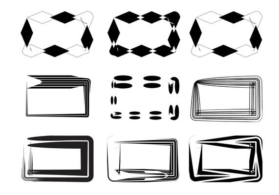 Abstract rectangle border set with different line isolated on white background. Elements design set.