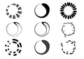 Abstract round border set. Circle border with random shape line isolated on white background. vector