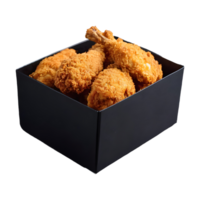 ai gegenereerd krokant gebakken kip in een zwart doos geïsoleerd png