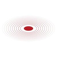 Circle red earthquake icon set. Round vibration graphic or red alert radar. Vector isolated illustration