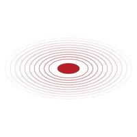 Circle red earthquake icon set. Round vibration graphic or red alert radar. Vector isolated illustration