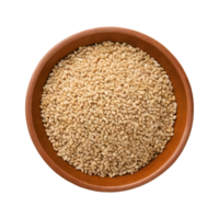 AI generated Closeup of white sesame seeds in a beige bowl cutout organic grains on a plate isolated on a transparent background sesamum indicum for immune boosting diet and calcium source isolated png