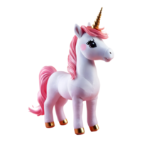 ai generado de cerca estudio Disparo de un unicornio muñeca aislado en un transparente antecedentes con un sombra reflexión aislado png