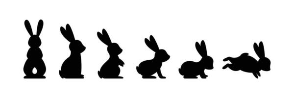 Set of bunny silhouettes for animation. Rabbit symbols. Silhouette of hare for your projects vector