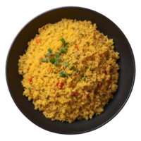 AI generated Couscous served in a black bowl isolated png