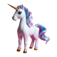 ai generado de cerca estudio Disparo de un unicornio muñeca aislado en un transparente antecedentes con un sombra reflexión aislado png