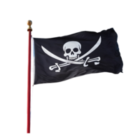 AI generated Sky with waving pirate flag isolated png