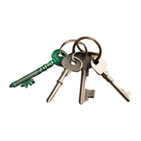 AI generated Old keys on a dimly lit wooden floor isolated png