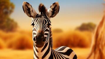 AI generated Zebra in the savanna of Africa. photo