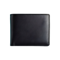 AI generated Black leather wallet isolated on transparent background folds flat isolated png