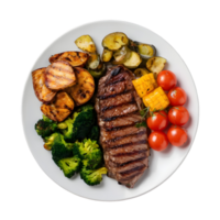 AI generated Grilled meat and veggies on transparent background isolated png