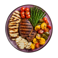 AI generated Grilled meat and veggies on transparent background isolated png