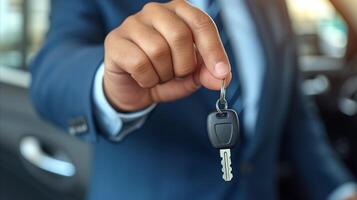 AI generated Businessman Handing Over Car Keys in Daylight photo