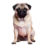 ai generiert ein Mops Hund Sitzung isoliert png