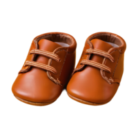 ai gegenereerd bruin leer baby schoenen Aan transparant achtergrond geïsoleerd png