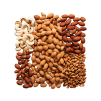 AI generated Various nuts on a transparent background isolated png