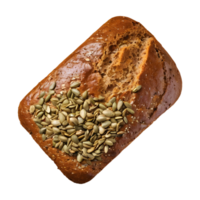 AI generated Whole grain organic bread with pumpkin seeds photographed from above on a transparent background isolated png