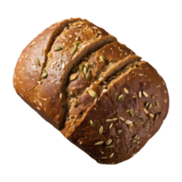 AI generated Whole grain organic bread with pumpkin seeds photographed from above on a transparent background isolated png