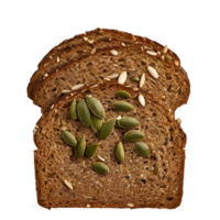 AI generated Whole grain organic bread with pumpkin seeds photographed from above on a transparent background isolated png