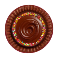 ai gerado Derretendo chocolate derramado em doces sobre transparente fundo isolado png