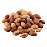 AI generated Various nuts on a transparent background isolated png