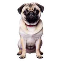 ai gerado uma pug cachorro sentado isolado png