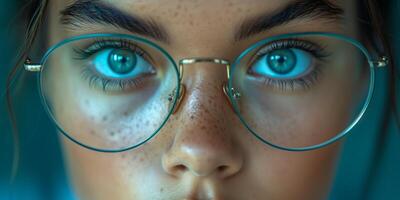 AI generated Close-Up Portrait of Person Wearing Glasses photo