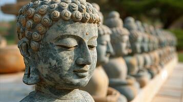 AI generated Close-up photo of the statues in the Buddhist Temple