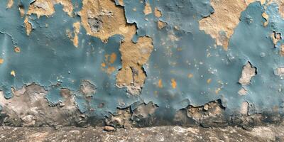 AI generated Old weathered wall with peeling paint texture for background photo