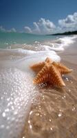 ai generado estrella de mar descansando en arenoso playa foto