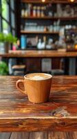 AI generated Coffee Cup on Wooden Table photo