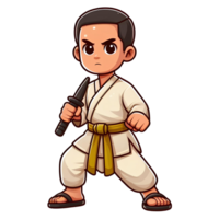 AI generated pencak silat in cartoon style on transparent background png