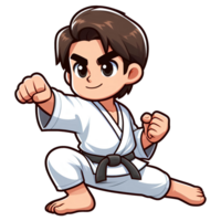 AI generated karate fighter in cartoon style on transparent background png