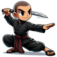 AI generated pencak silat in cartoon style on transparent background png