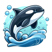 AI generated orca cartoon on transparent background png