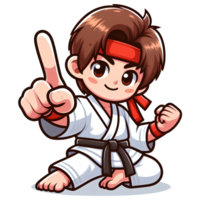 AI generated karate fighter in cartoon style on transparent background png