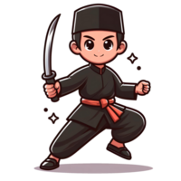 AI generated pencak silat in cartoon style on transparent background png