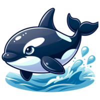 AI generated orca cartoon on transparent background png