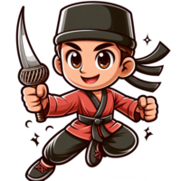 AI generated pencak silat in cartoon style on transparent background png