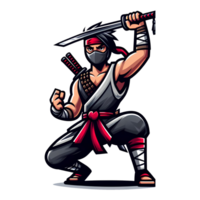 ai gerado ninja lutador dentro desenho animado estilo em transparente fundo png