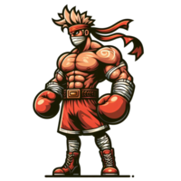 AI generated boxing fighter in cartoon style on transparent background png