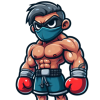 ai generado boxeo combatiente en dibujos animados estilo en transparente antecedentes png